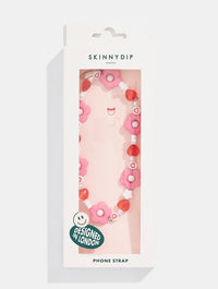 Pink and Red Heart Flower Beaded Strap Phone Grips Skinnydip London