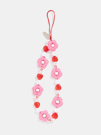 Pink and Red Heart Flower Beaded Strap Phone Grips Skinnydip London