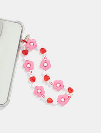 Pink and Red Heart Flower Beaded Strap Phone Grips Skinnydip London