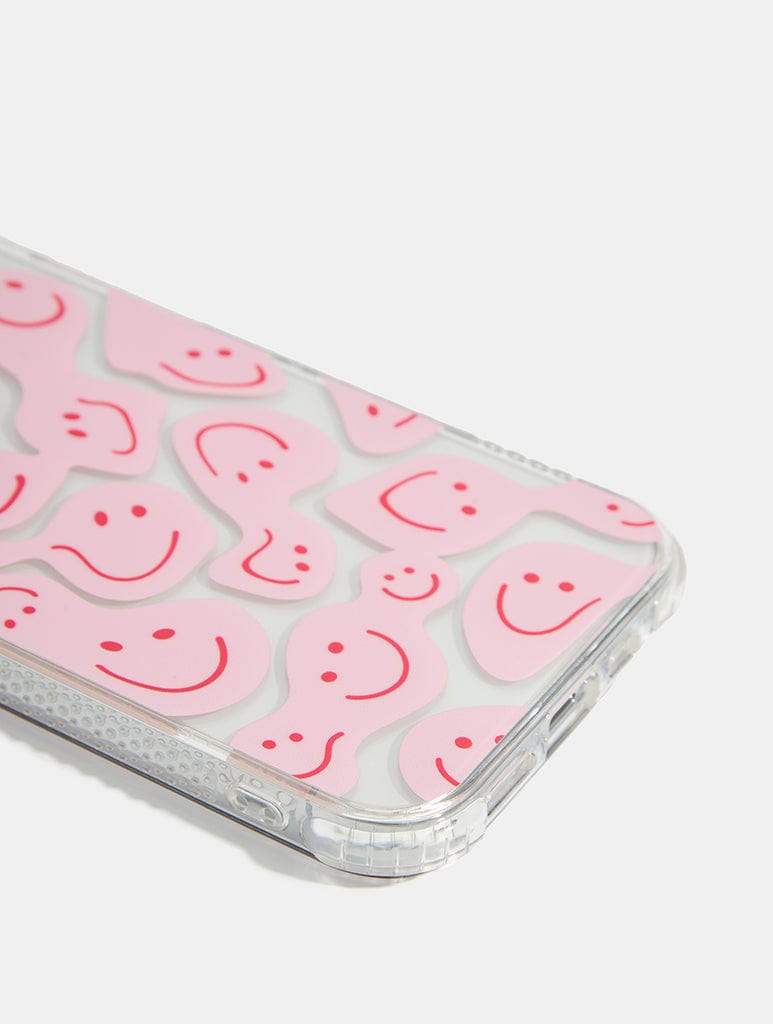 Pink And Red Warped Happy Face Shock iPhone Case Phone Cases Skinnydip London