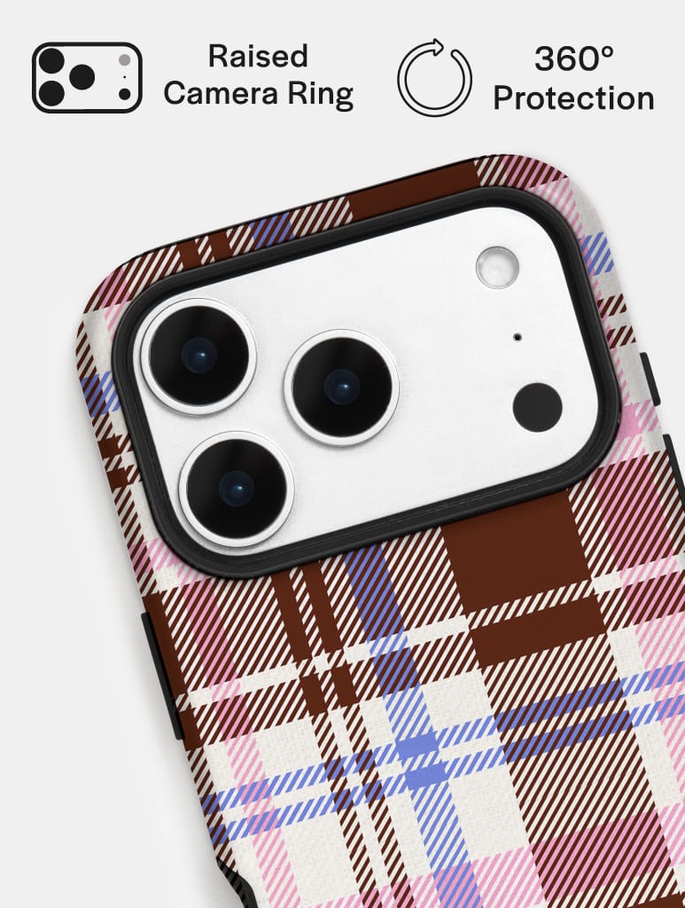 Pink, Blue and Brown Tartan Ultra Protective iPhone Case Phone Cases Skinnydip London