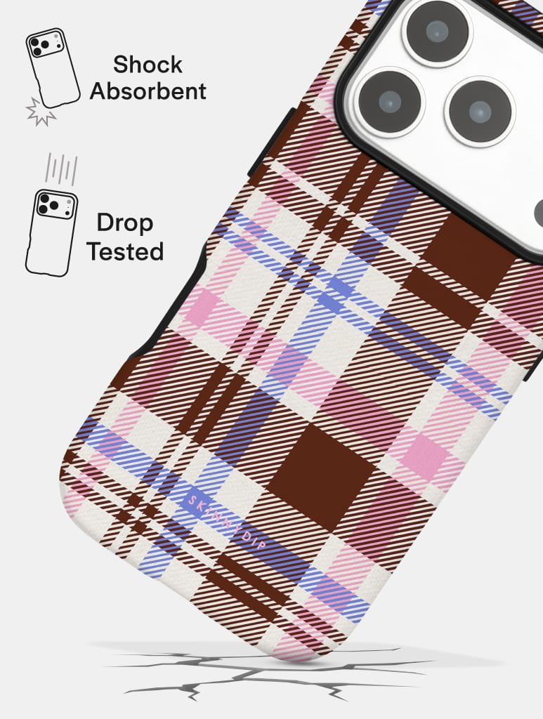 Pink, Blue and Brown Tartan Ultra Protective iPhone Case Phone Cases Skinnydip London