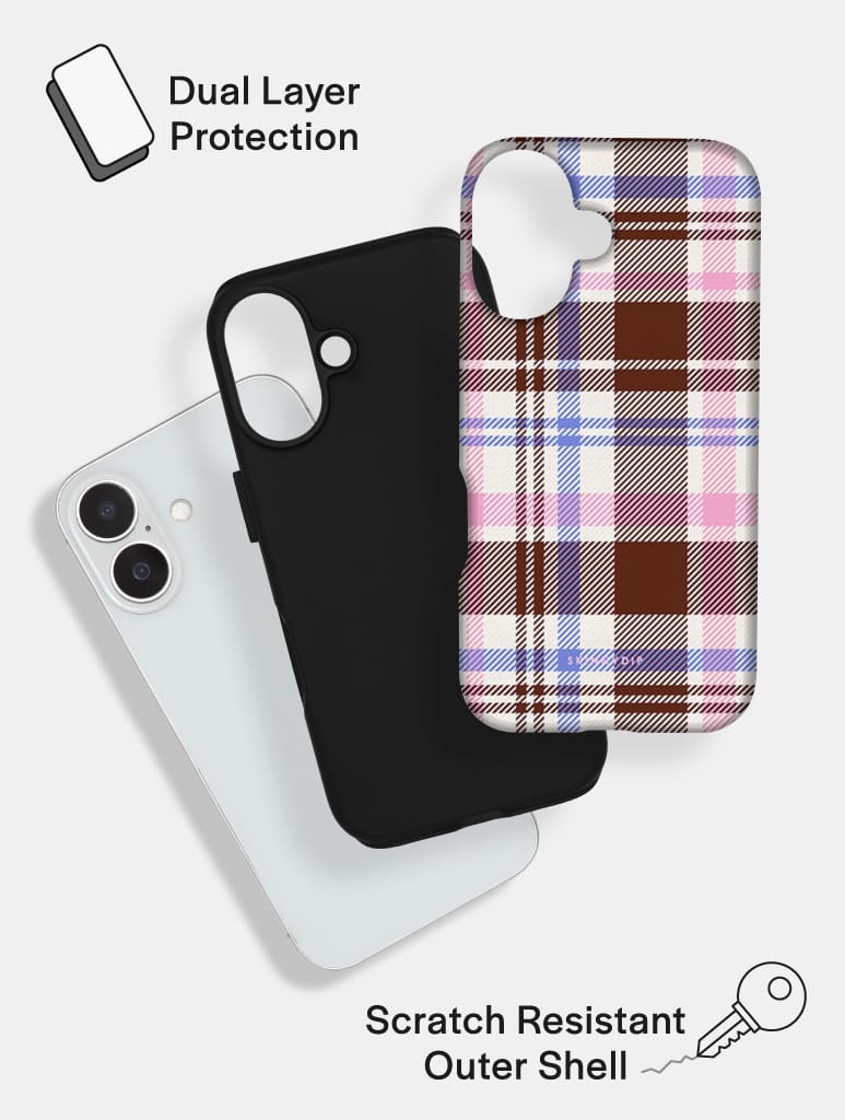 Pink, Blue and Brown Tartan Ultra Protective iPhone Case Phone Cases Skinnydip London