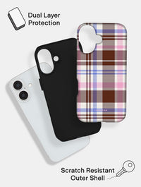 Pink, Blue and Brown Tartan Ultra Protective iPhone Case Phone Cases Skinnydip London