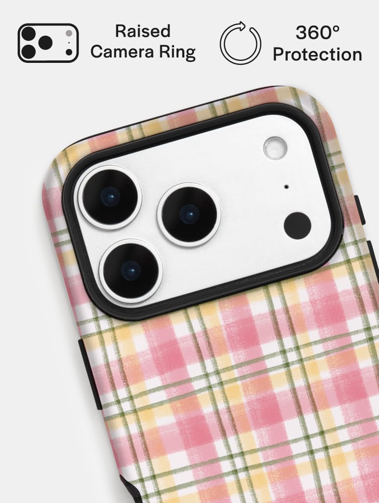 Pink Cottagecore Gingham Ultra Protective iPhone Case Phone Cases Skinnydip London
