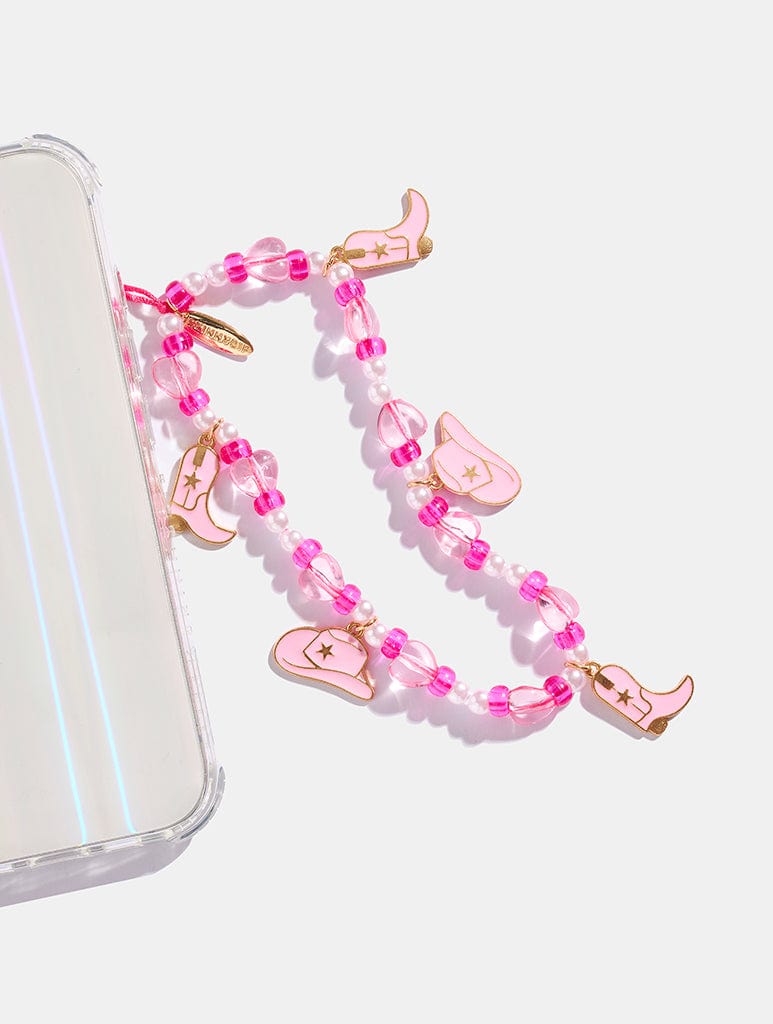 Pink Cowgirl Beaded Phone Strap Phone Grips Skinnydip London