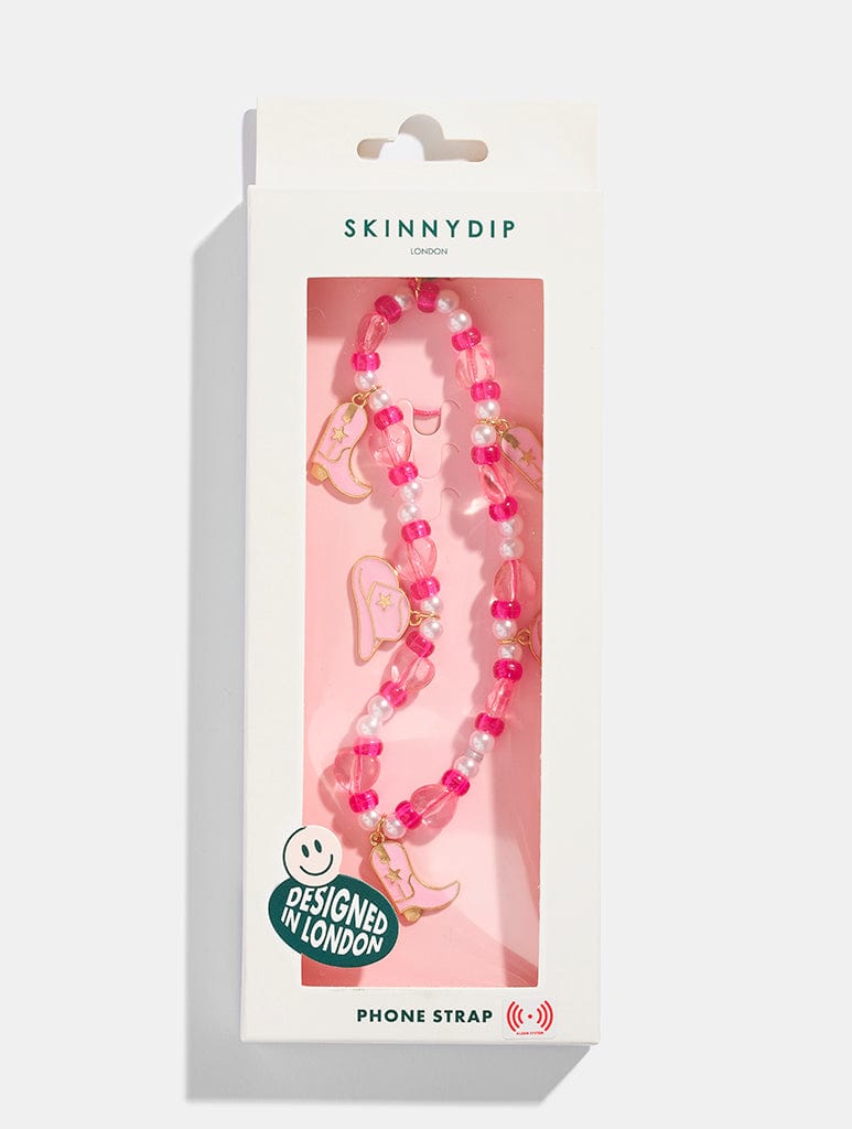 Pink Cowgirl Beaded Phone Strap Phone Grips Skinnydip London