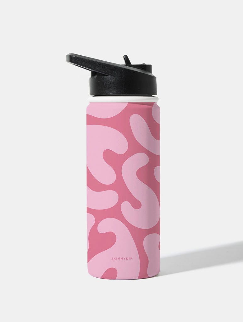 Pink Curve Pattern 18oz Stainless Steel Water bottle Water Bottles Skinnydip London