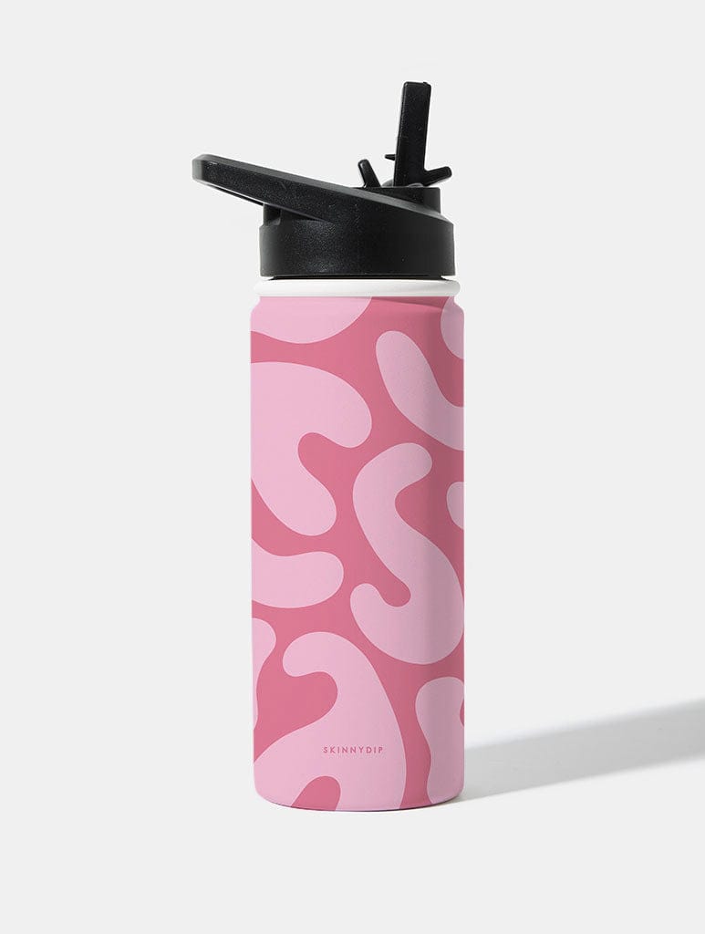 Pink Curve Pattern 18oz Stainless Steel Water bottle Water Bottles Skinnydip London