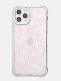 Pink Flower Outline Shock iPhone Case Phone Cases Skinnydip London