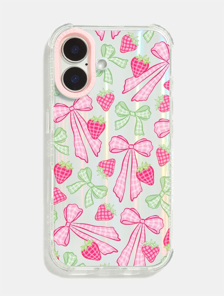Pink Gingham Bow Shock iPhone Case Phone Cases Skinnydip London