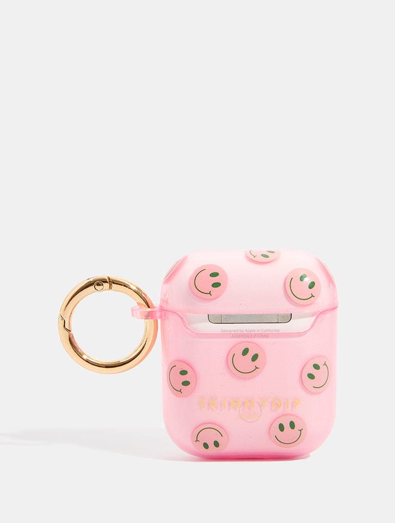 Pink & Green Happy Face AirPods Case AirPods Cases Skinnydip London