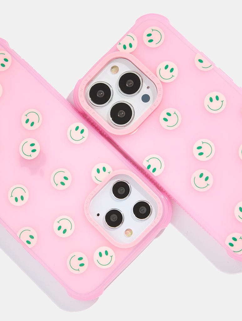 Pink & Green Happy Face Shock iPhone Case Phone Cases Skinnydip London