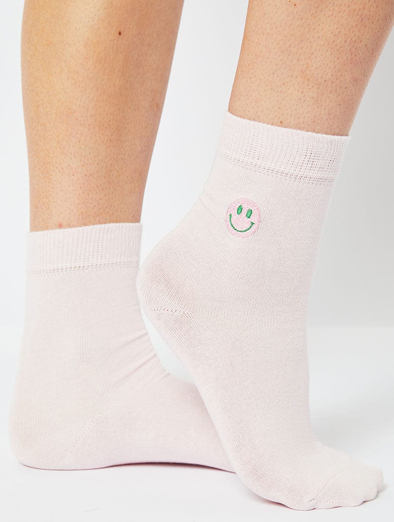 Pink Micro Happy Face Socks Socks & Tights Skinnydip London