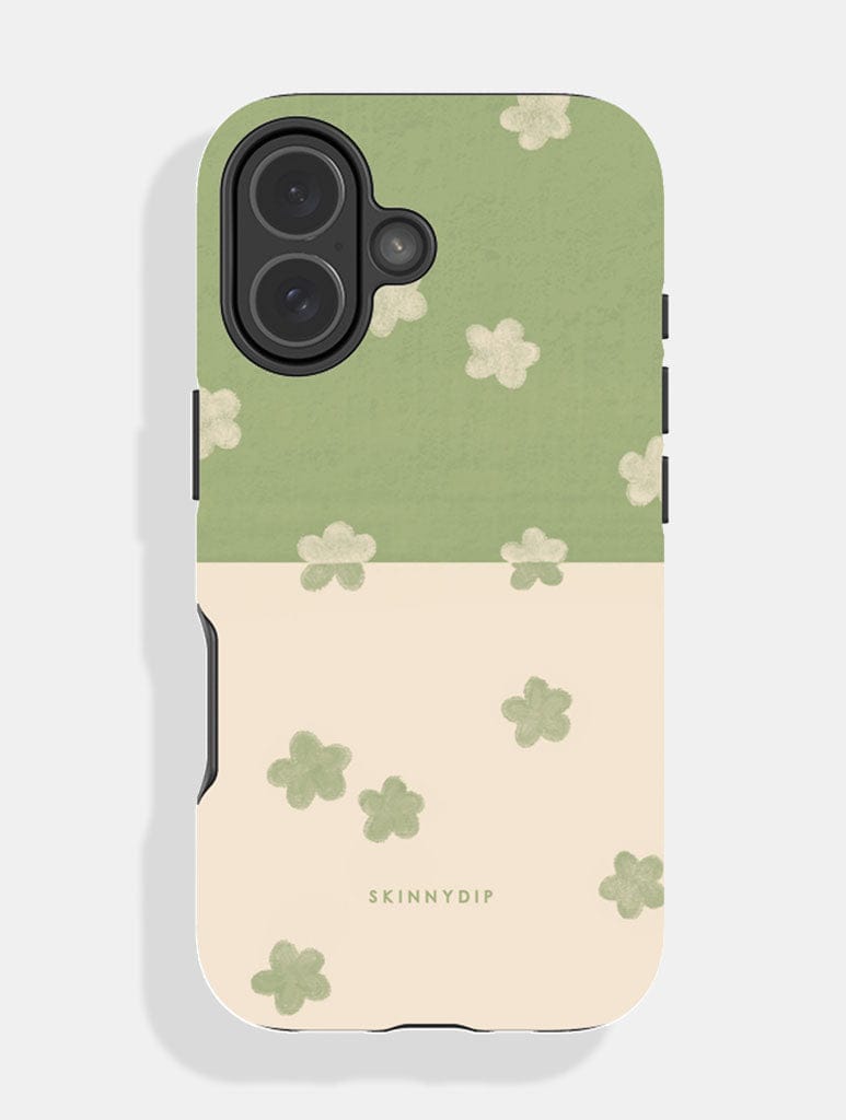 Pistachio Green and Cream Two-Tone Flower Ultra Protective iPhone Case Phone Cases Skinnydip London