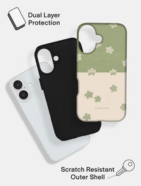 Pistachio Green and Cream Two-Tone Flower Ultra Protective iPhone Case Phone Cases Skinnydip London