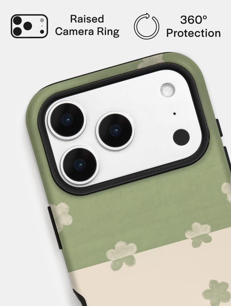 Pistachio Green and Cream Two-Tone Flower Ultra Protective iPhone Case Phone Cases Skinnydip London