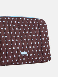 Polka Dot Extra Large Quilted Pouch in Brown and Blue Makeup Bags & Wash Bags Skinnydip London
