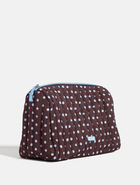 Polka Dot Extra Large Quilted Pouch in Brown and Blue Makeup Bags & Wash Bags Skinnydip London