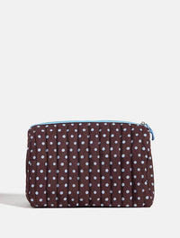 Polka Dot Extra Large Quilted Pouch in Brown and Blue Makeup Bags & Wash Bags Skinnydip London