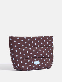 Polka Dot Pillow Pouch Makeup Bag in Brown & Blue Makeup Bags & Wash Bags Skinnydip London