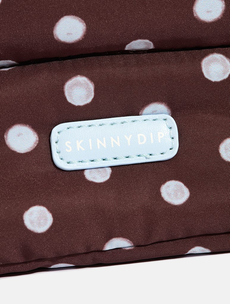 Polka Dot Pillow Pouch Makeup Bag in Brown & Blue Makeup Bags & Wash Bags Skinnydip London