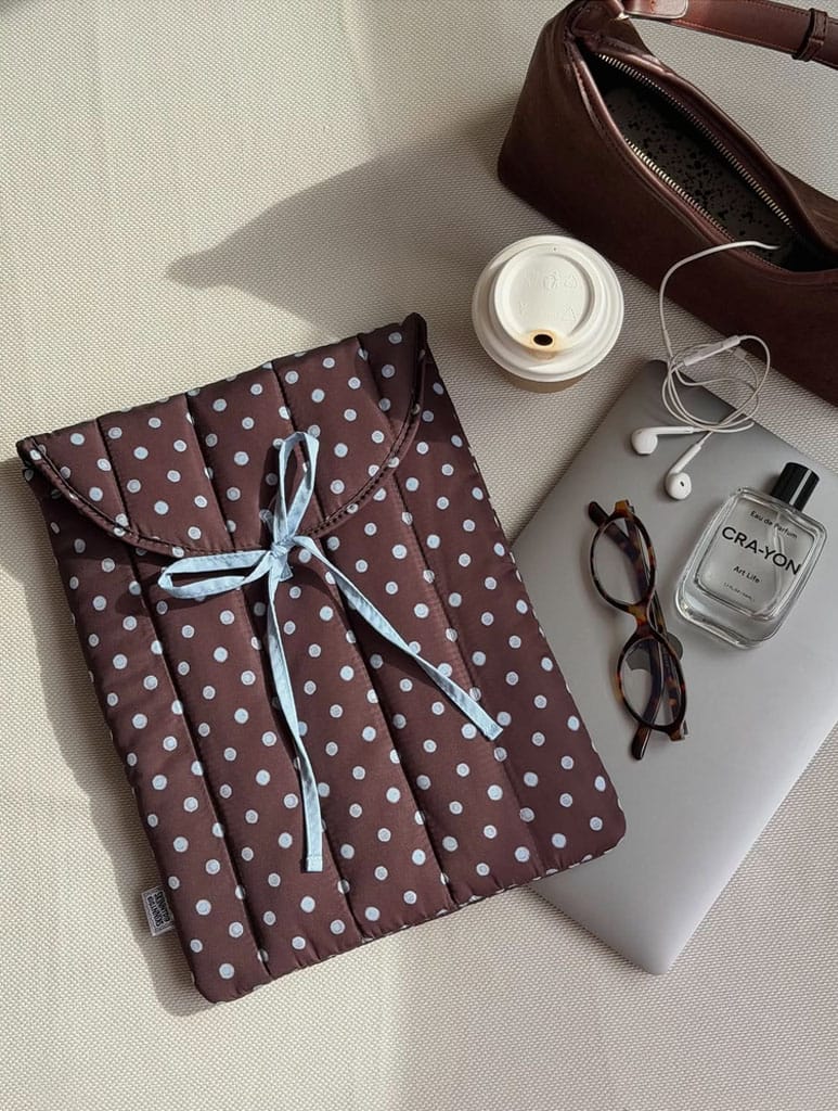 Polka Dot Quilted Bow Laptop Sleeve Laptop Cases Skinnydip London