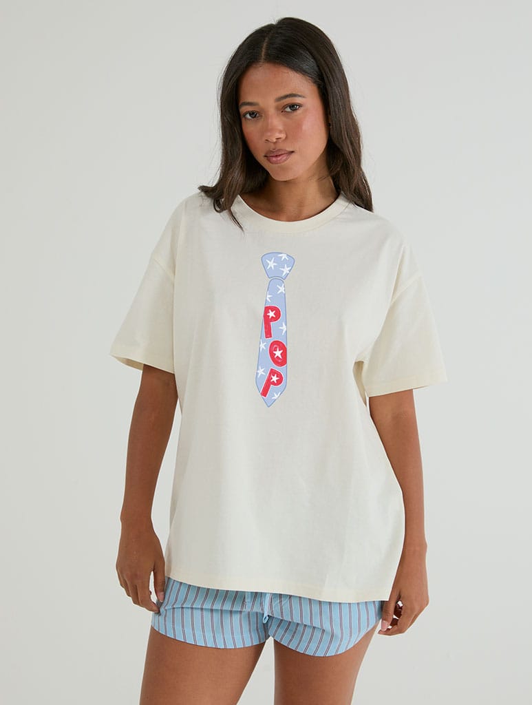 Pop Tie T-Shirt In White Tops & T-Shirts Skinnydip London