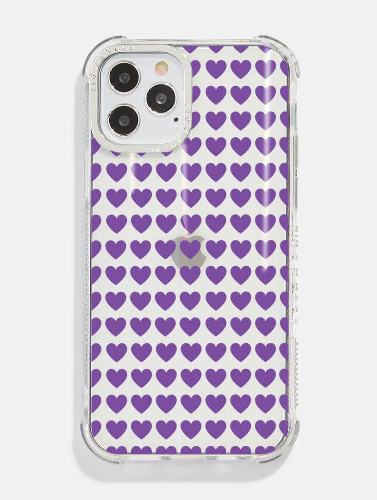 Purple Heart Repeat Holo Shock iPhone Case Phone Cases Skinnydip London