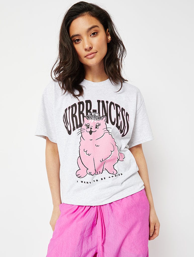 Purr-incess Cat Graphic Oversized T-Shirt Tops & T-Shirts Skinnydip London