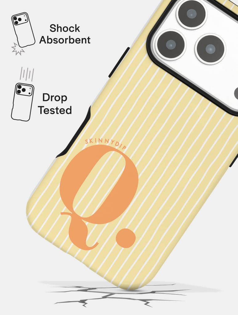 'Q' Initial Patterned Yellow Ultra Protective iPhone Case Phone Cases Skinnydip London