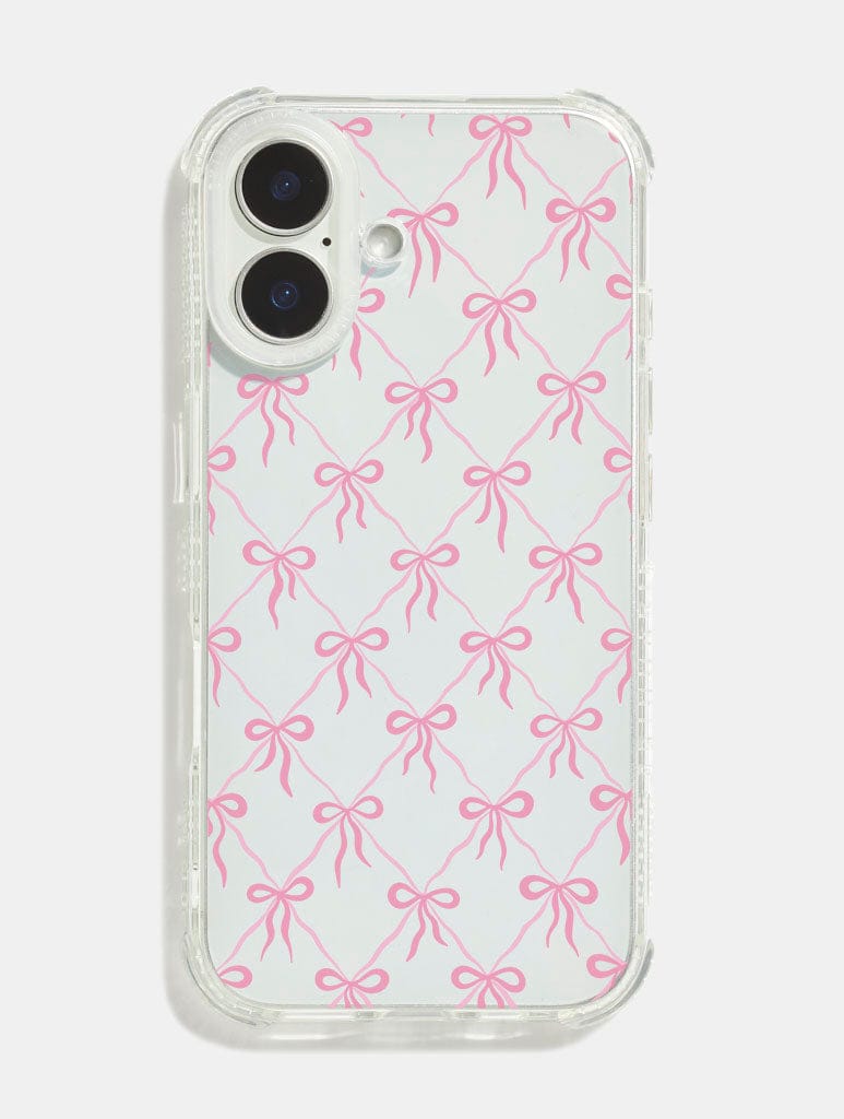 Quilted Bow Pink Shock iPhone Case Phone Cases Skinnydip London