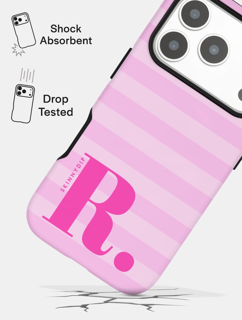 'R' Initial Patterned Pink Ultra Protective iPhone Case Phone Cases Skinnydip London