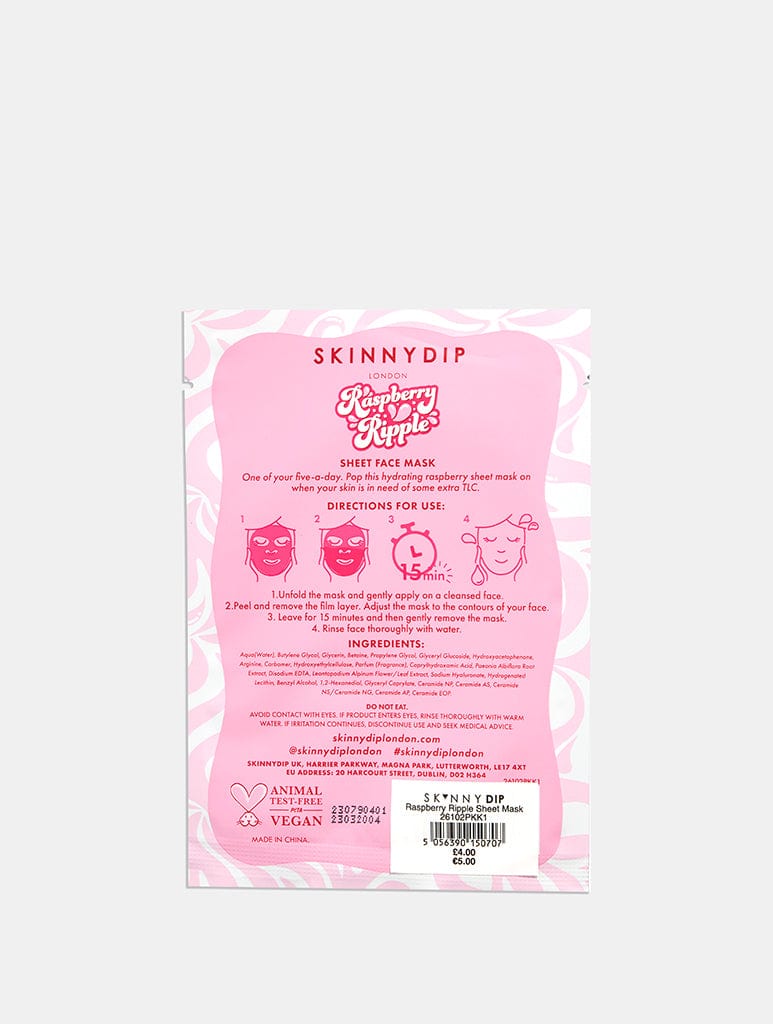 Raspberry Ripple Sheet Mask | Hydrating Face Mask | Skinnydip London