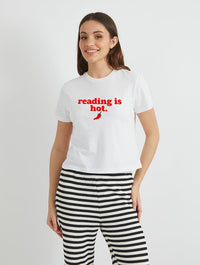 Reading is Hot Baby T-Shirt in White Tops & T-Shirts Skinnydip London