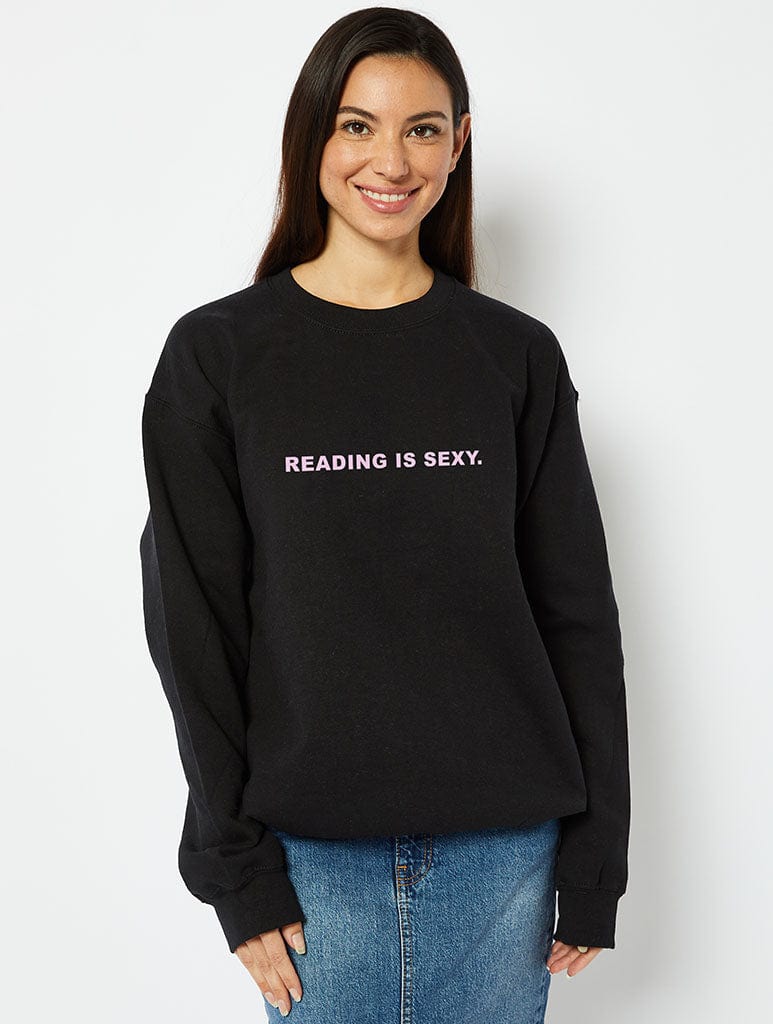 Reading Is Sexy Sweatshirt In Black Hoodies & Sweatshirts Skinnydip London
