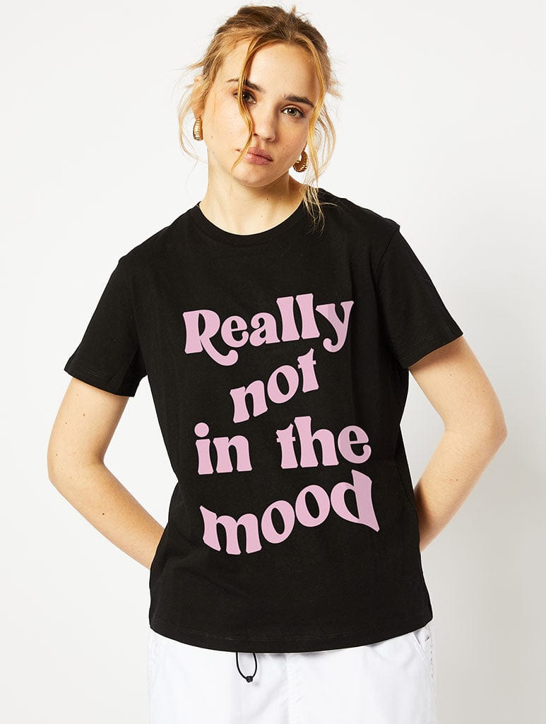 Really Not in the Mood Black T-Shirt Tops & T-Shirts Skinnydip London