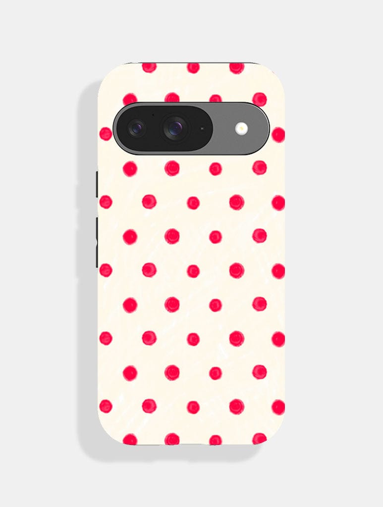 Red And Cream Painted Polka Dot Ultra Protective Google Pixel Case Phone Cases Skinnydip London