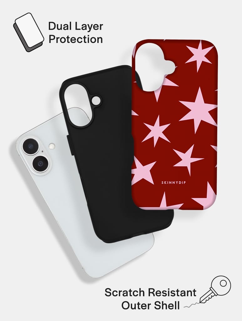 Red and Pink Ditsy Star Ultra Protective iPhone Case Phone Cases Skinnydip London