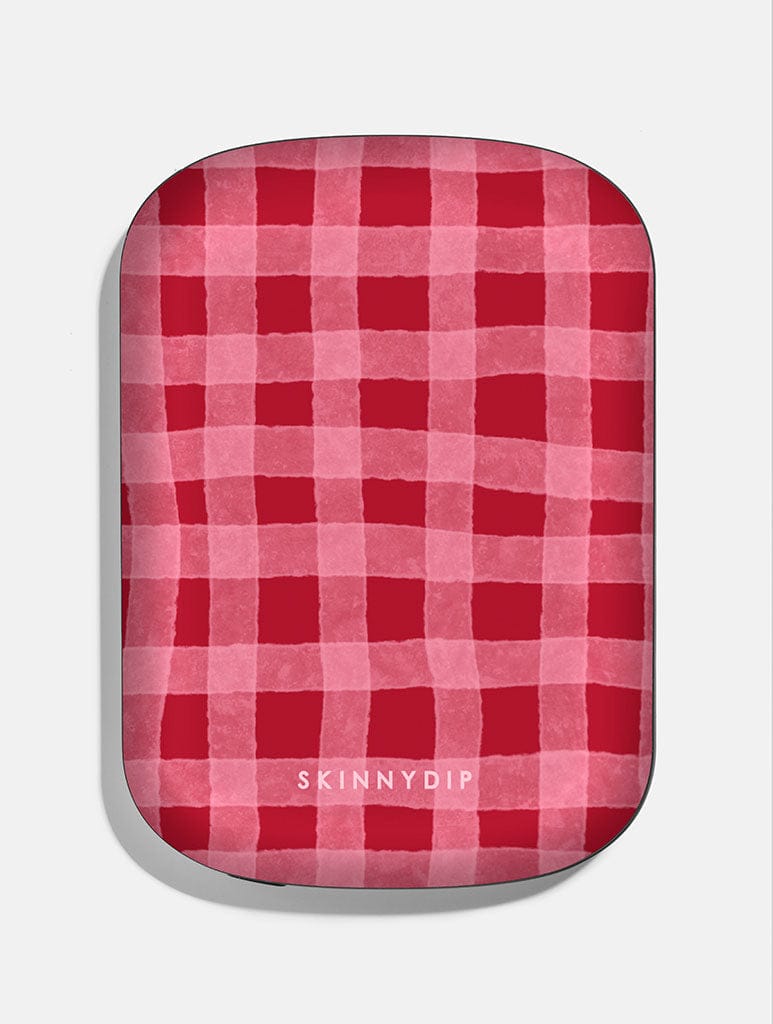 Red and Pink Gingham Portable Magsafe Charger Portable Chargers Skinnydip London