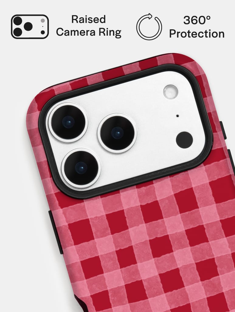 Red and Pink Gingham Ultra Protective iPhone Case | Gingham Phone Cases