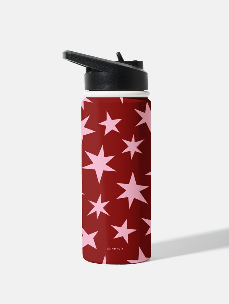 Red and Pink Stars 18oz Stainless Steel Water bottle Water Bottles Skinnydip London