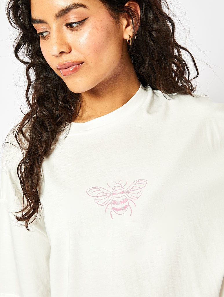 Regency Bee T-Shirt In White Tops & T-Shirts Skinnydip London