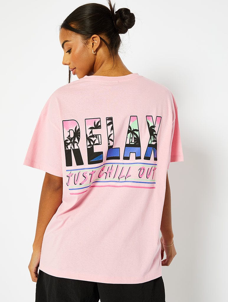 Relax Oversized Pink T-Shirt Tops & T-Shirts Skinnydip London