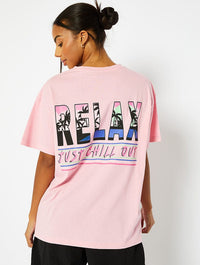 Relax Oversized Pink T-Shirt Tops & T-Shirts Skinnydip London