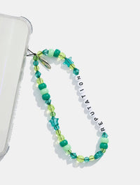 Reputation Green Beaded Phone Strap Phone Grips Skinnydip London