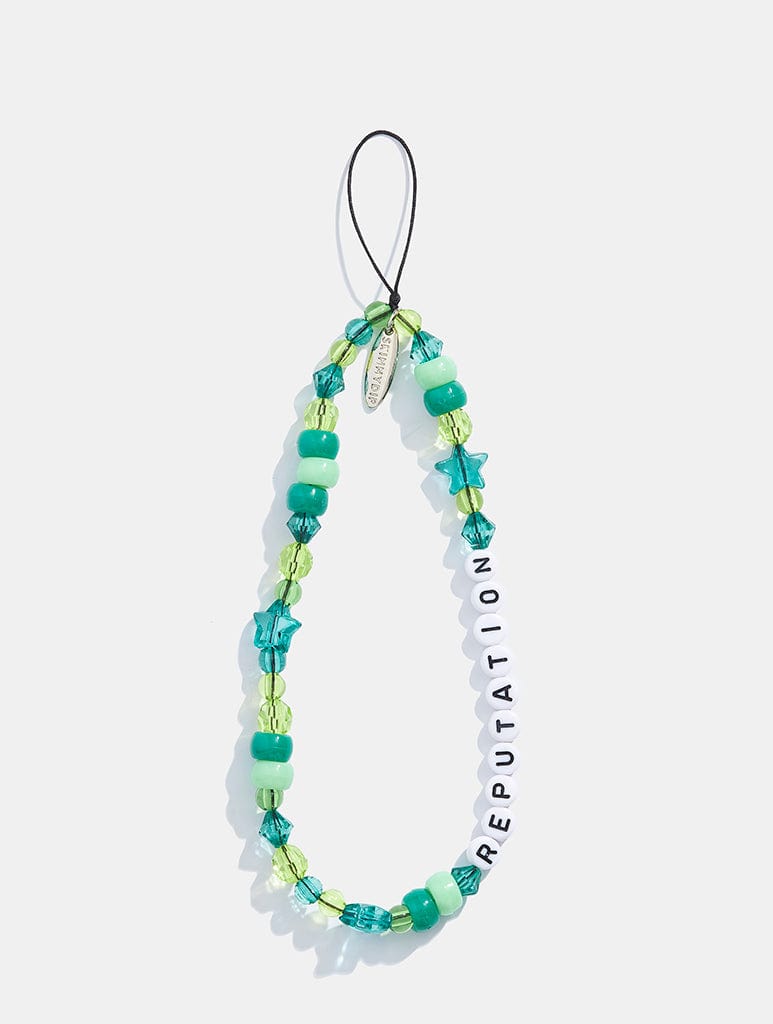 Reputation Green Beaded Phone Strap Phone Grips Skinnydip London