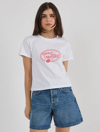 Respect Your Mother Kiss Baby T-Shirt In White Tops & T-Shirts Skinnydip London
