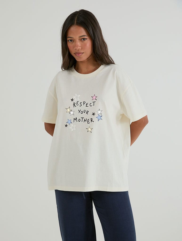 Respect Your Mother T-Shirt In White Tops & T-Shirts Skinnydip London