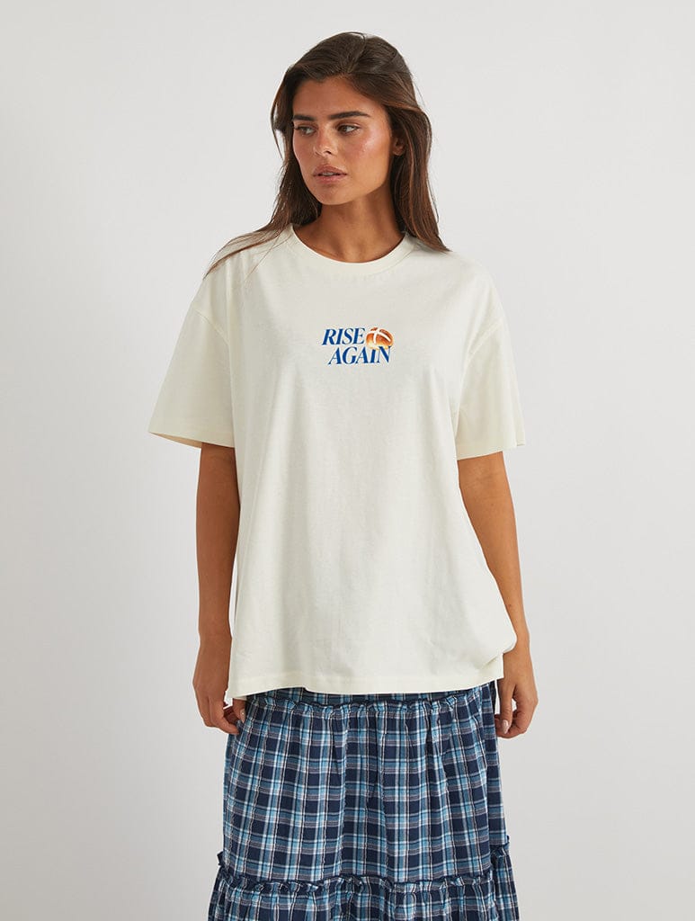 Rise Again Hot Cross Bun T-Shirt In White Tops & T-Shirts Skinnydip London